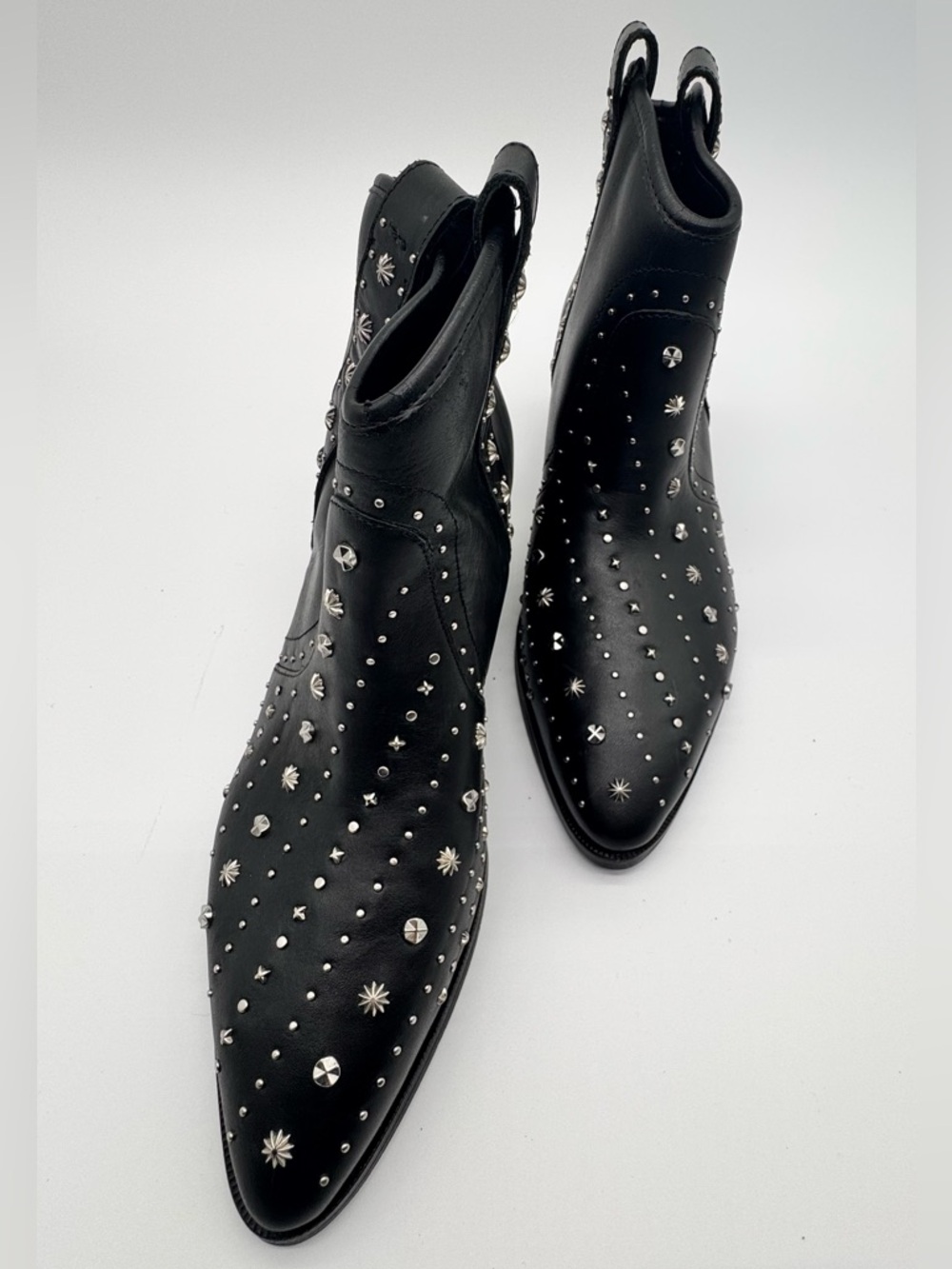 Sam Edelman Black Leather Studded Ankle Boots